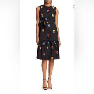 Carolina Herrera Tulip Silk Jacquard Bow Dress size 2